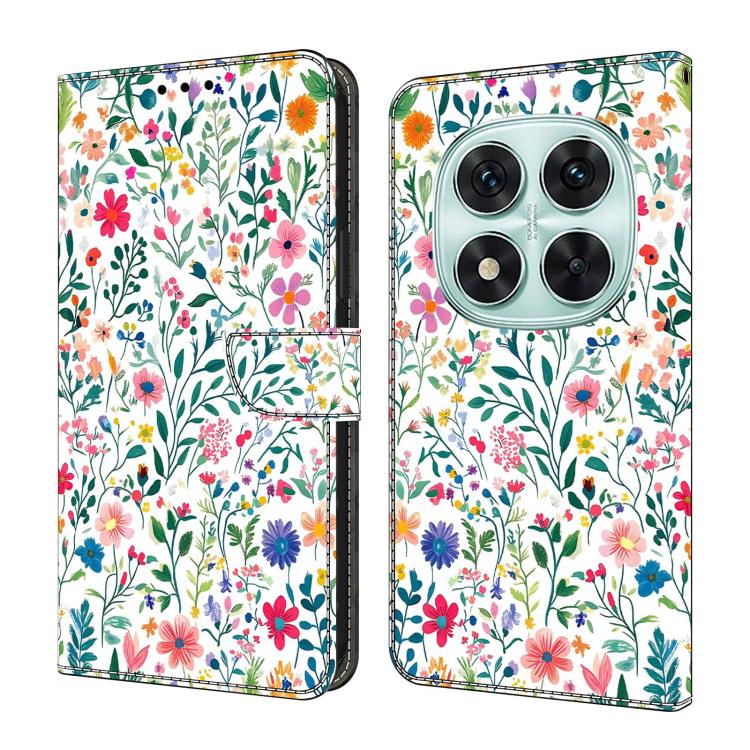 

For Redmi Note 14 Pro 4G Crystal-Like Painted Vegan Leather Phone Case(Small Flowerbed)
