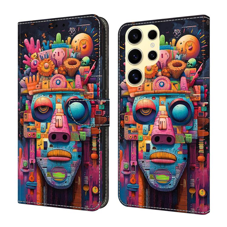 

For Samsung Galaxy S26 Ultra 5G Crystal-Like Painted Vegan Leather Phone Case(Graffiti Portrait)