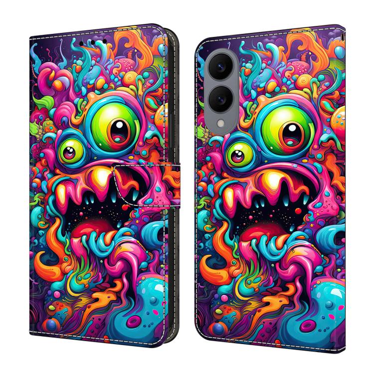 

For Samsung Galaxy S25 Edge 5G Crystal-Like Painted Vegan Leather Phone Case(Graffiti Monster)