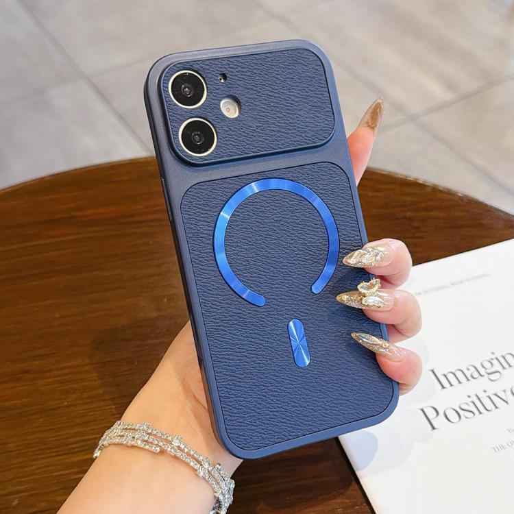 

For iPhone 11 Litchi Texture Vegan Leather Magnetic Phone Case(Blue)