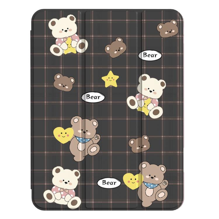 For iPad 2025 / 2022 Mutural XingYi Series Tri-fold Vegan Leather Tablet Case(Bear Black)