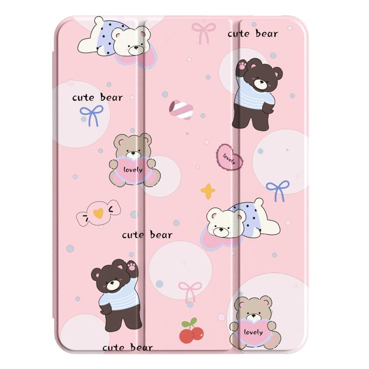 For iPad Air 11 2026 / 2025 / 2024 Mutural XingYi Series Tri-fold Vegan Leather Tablet Case(Bear Pink)