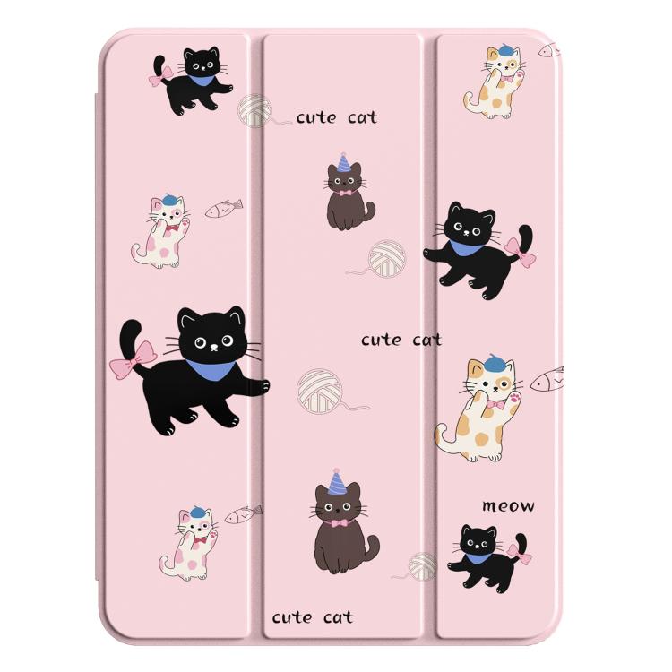 For iPad Pro 11 2025 / 2024 Mutural XingYi Series Tri-fold Vegan Leather Tablet Case(Cat Pink)