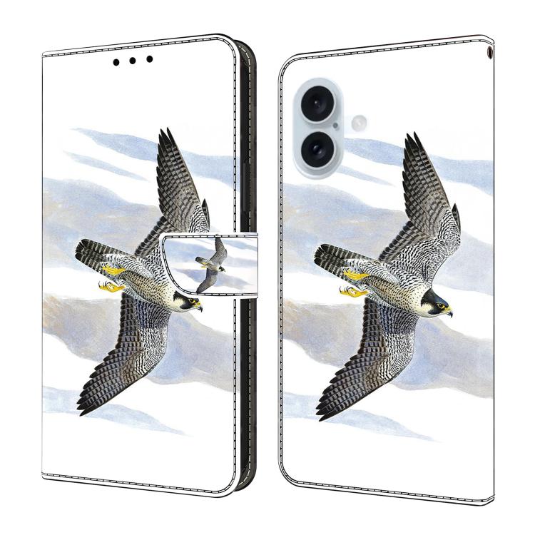 For iPhone 16 Crystal-Like Painted Vegan Leather Phone Case(Eagle)