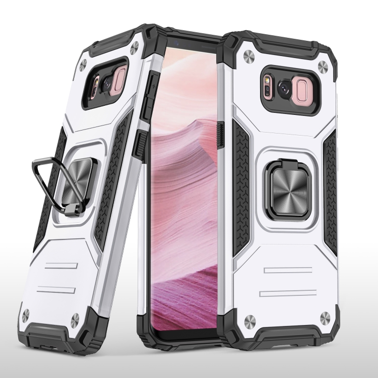 

For Samsung Galaxy S8 Magnetic Armor Shockproof TPU + PC Case with Metal Ring Holder(Silver)