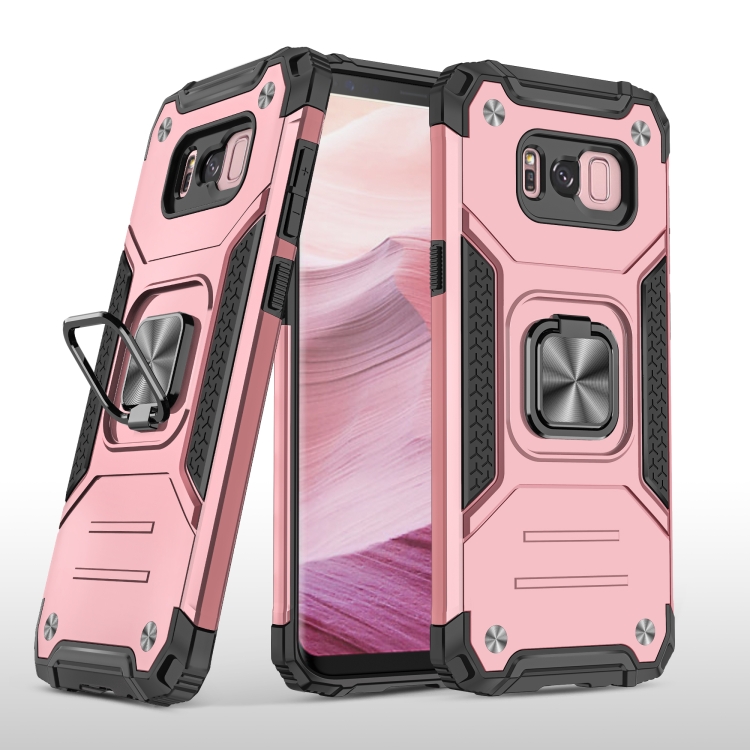 

For Samsung Galaxy S8+ Magnetic Armor Shockproof TPU + PC Case with Metal Ring Holder(Rose Gold)