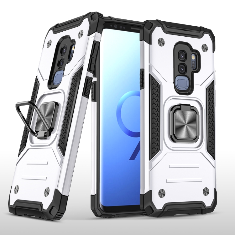 

For Samsung Galaxy S9+ Magnetic Armor Shockproof TPU + PC Case with Metal Ring Holder(Silver)