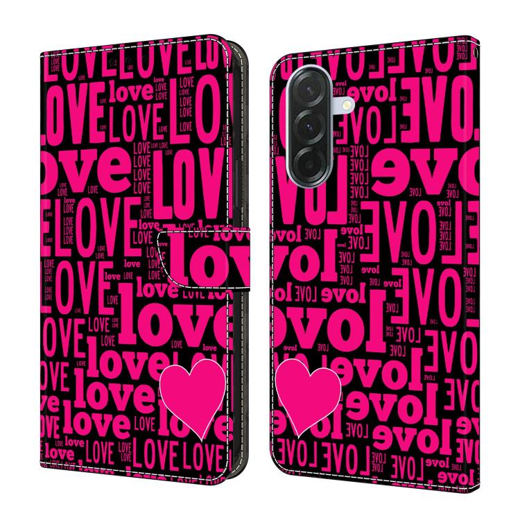

For Samsung Galaxy A57 5G Crystal-Like Painted Vegan Leather Phone Case(LOVE)