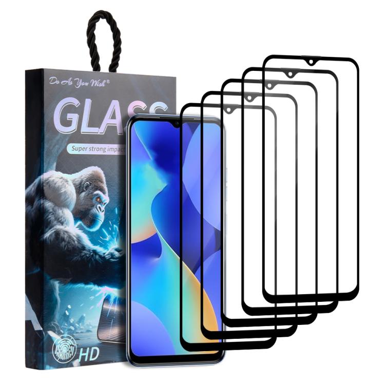 

For Tecno Pop 10C 4G 5pcs / Pack Do As You Wish Silk Screen Printed HD Tempered Glass Film(Black)