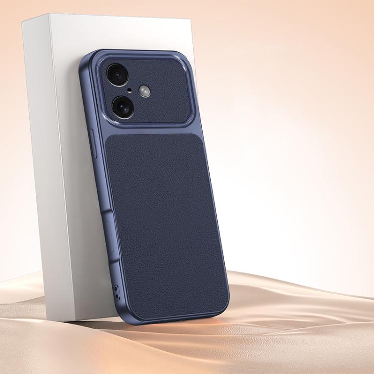 For iPhone 16 Lambskin Series Skin Feel Shockproof Phone Case(Dark Blue) — купить у Sunsky-online WW