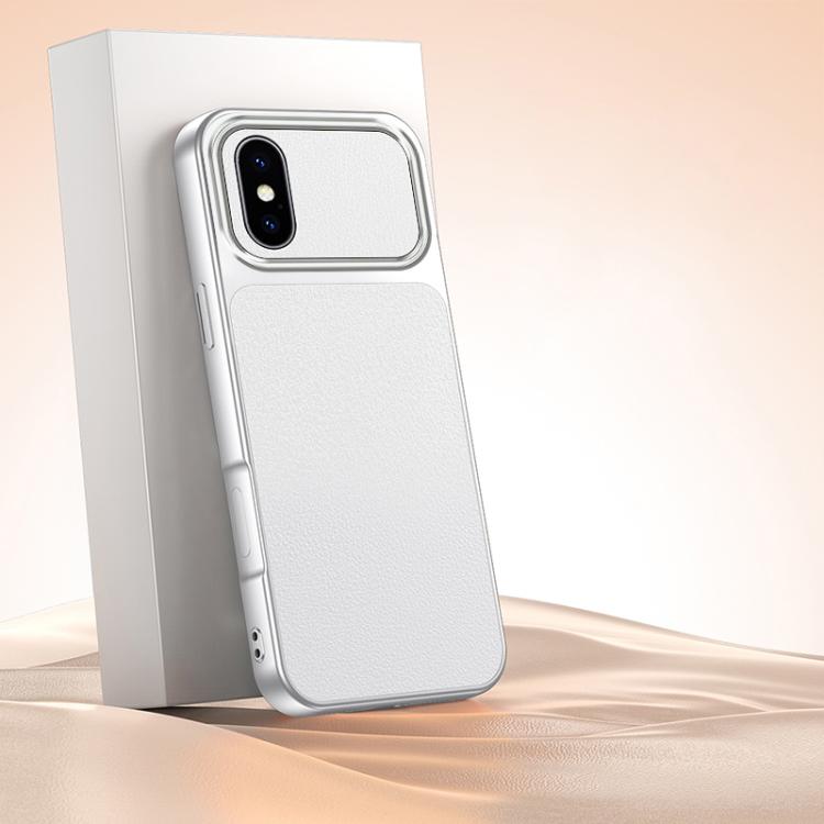 For iPhone XS Max Lambskin Series Skin Feel Shockproof Phone Case(Silver)