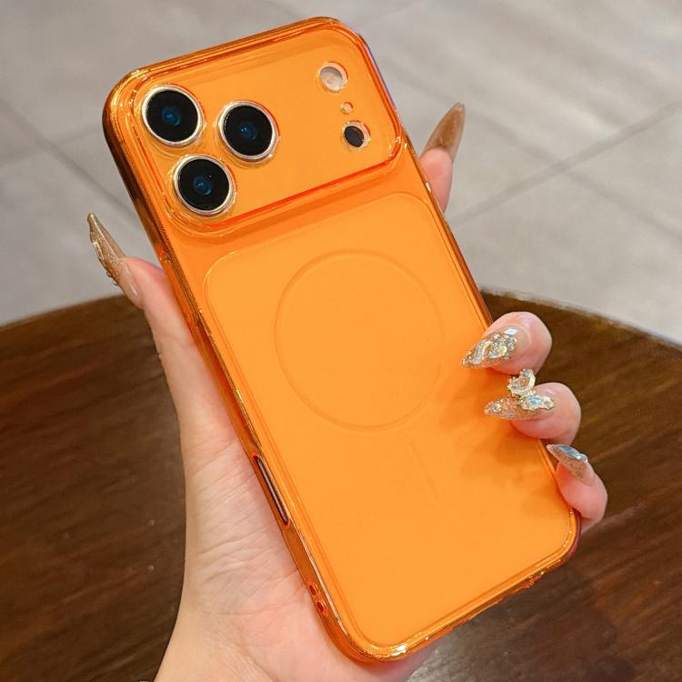 For iPhone 17 Pro Max Large Window Precision Hole Translucent Frosted TPU Phone Case(Orange)