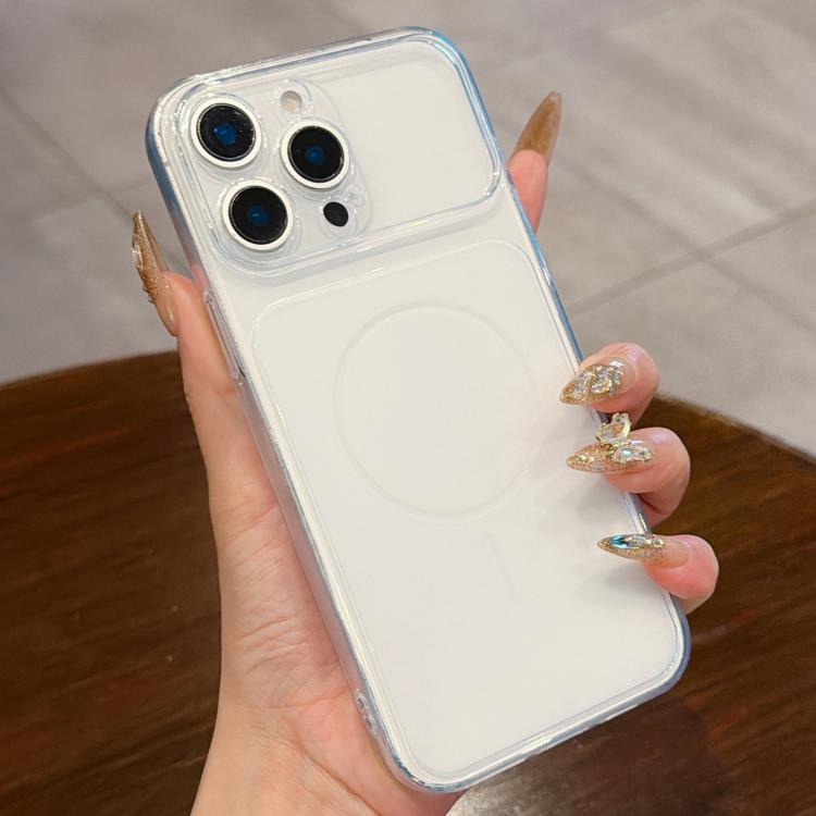For iPhone 13 Pro Max Large Window Precision Hole Translucent Frosted TPU Phone Case(White)
