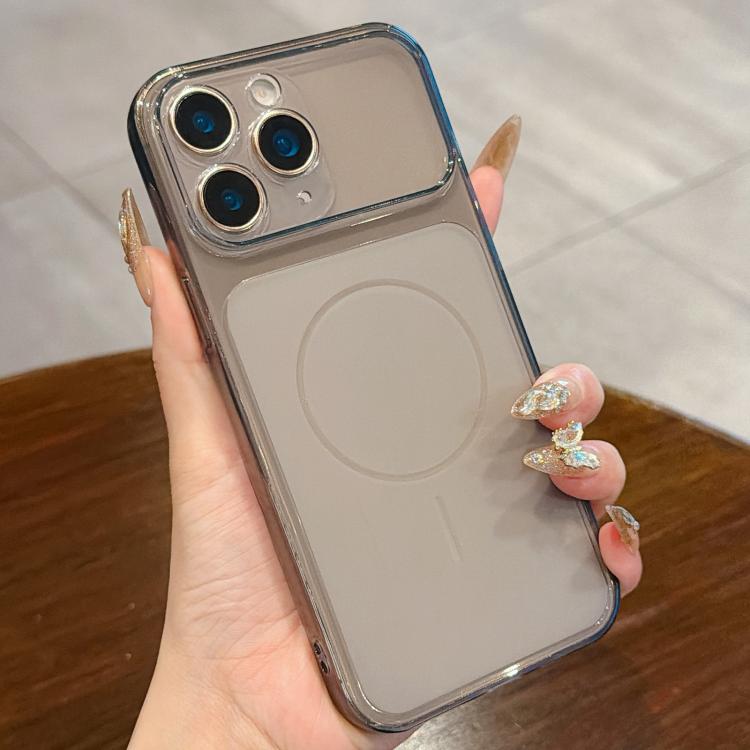For iPhone 11 Pro Max Large Window Precision Hole Translucent Frosted TPU Phone Case(Black)