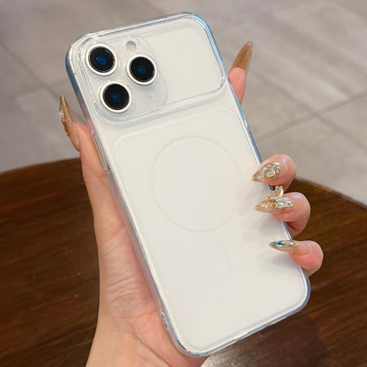 For iPhone 11 Pro Max Large Window Precision Hole Translucent Frosted TPU Phone Case(White)