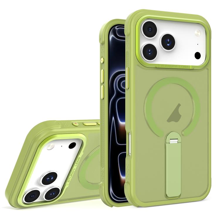 For iPhone 18 Pro Max / 17 Pro Max Skin Feel PC TPU Hybrid Fold Holder Magnetic Phone Case(Green)