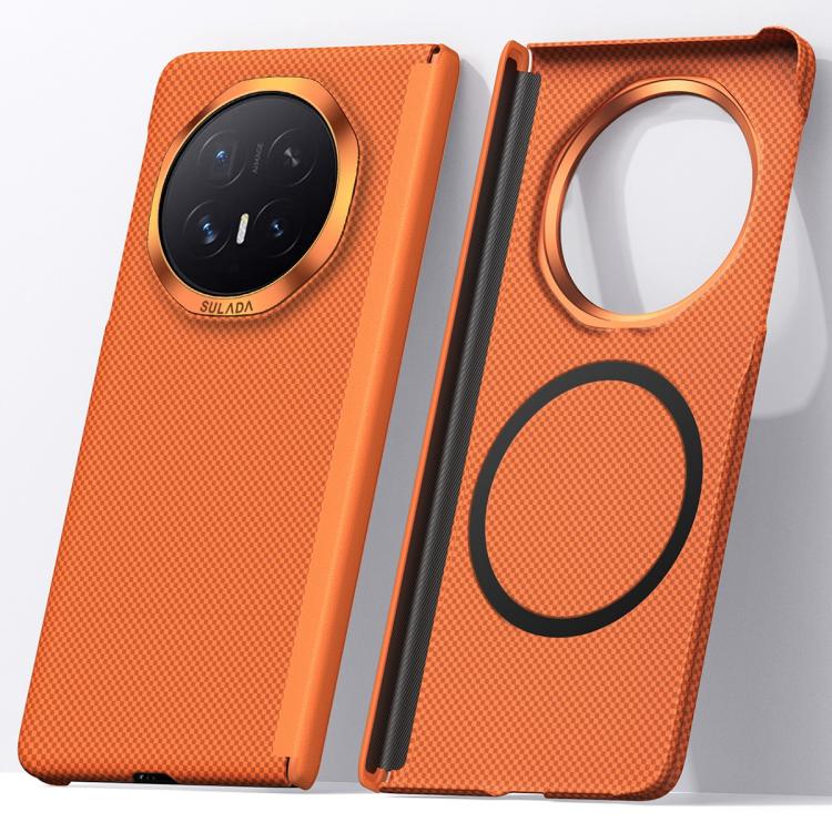 

For Honor Magic V6 SULADA Kevlar Grid Patterned Skin Feel Magnetic Phone Case(Orange)