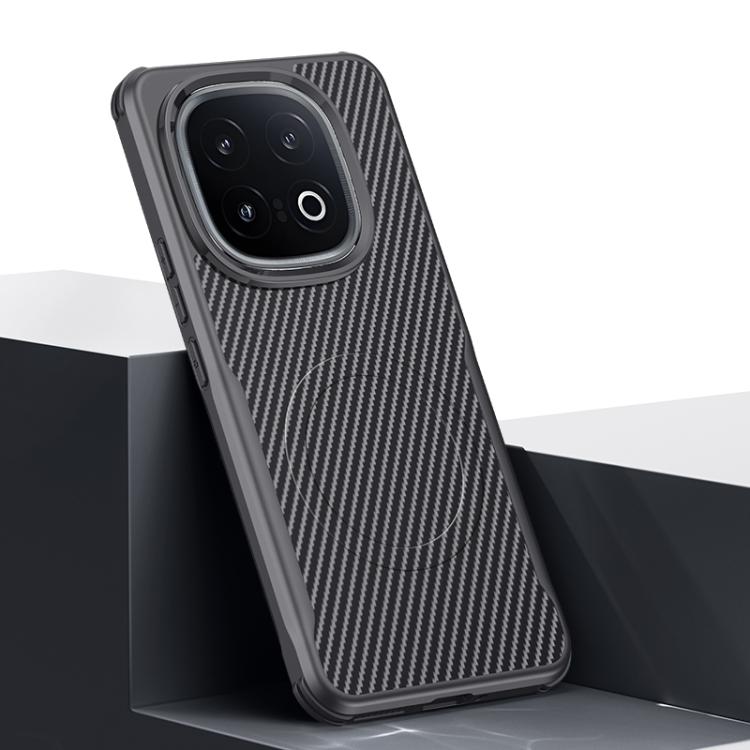 For vivo iQOO 13 Blade-Style Carbon Fiber Texture Magnetic Skin-Feel Phone Case(Graphite Black)
