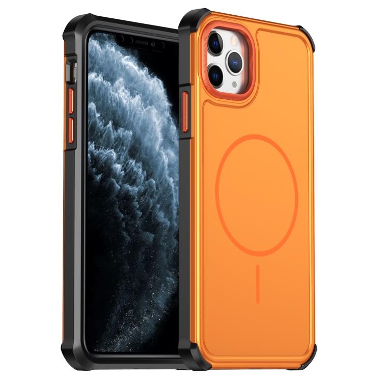

For iPhone 11 Pro Max Solid Color 2 in 1 Magnetic Airbag Shockproof Phone Case(Orange)