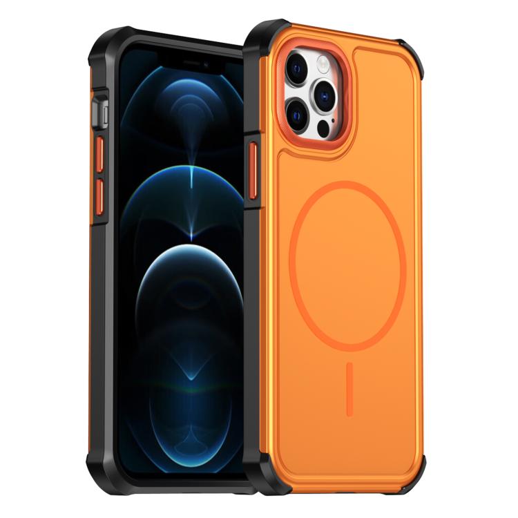 

For iPhone 12 Pro Max Solid Color 2 in 1 Magnetic Airbag Shockproof Phone Case(Orange)