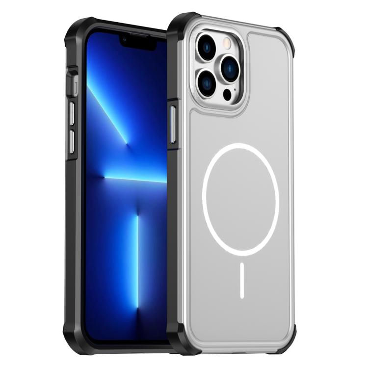 

For iPhone 13 Pro Max Solid Color 2 in 1 Magnetic Airbag Shockproof Phone Case(Silver)