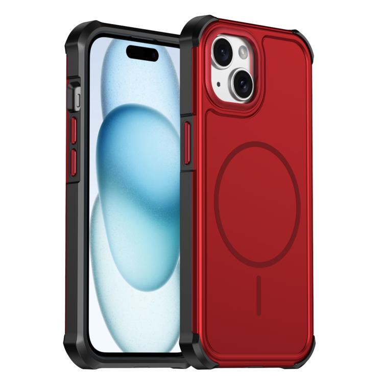

For iPhone 15 Plus / 14 Plus Solid Color 2 in 1 Magnetic Airbag Shockproof Phone Case(Red)
