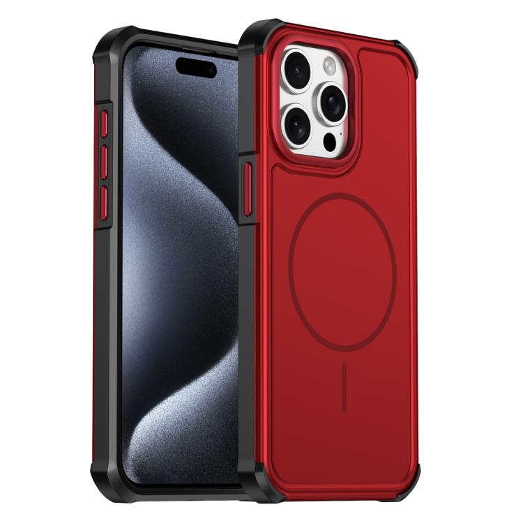 

For iPhone 15 Pro Solid Color 2 in 1 Magnetic Airbag Shockproof Phone Case(Red)