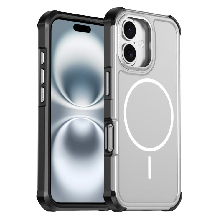 For iPhone 16 Plus Solid Color 2 in 1 Magnetic Airbag Shockproof Phone Case(Silver)