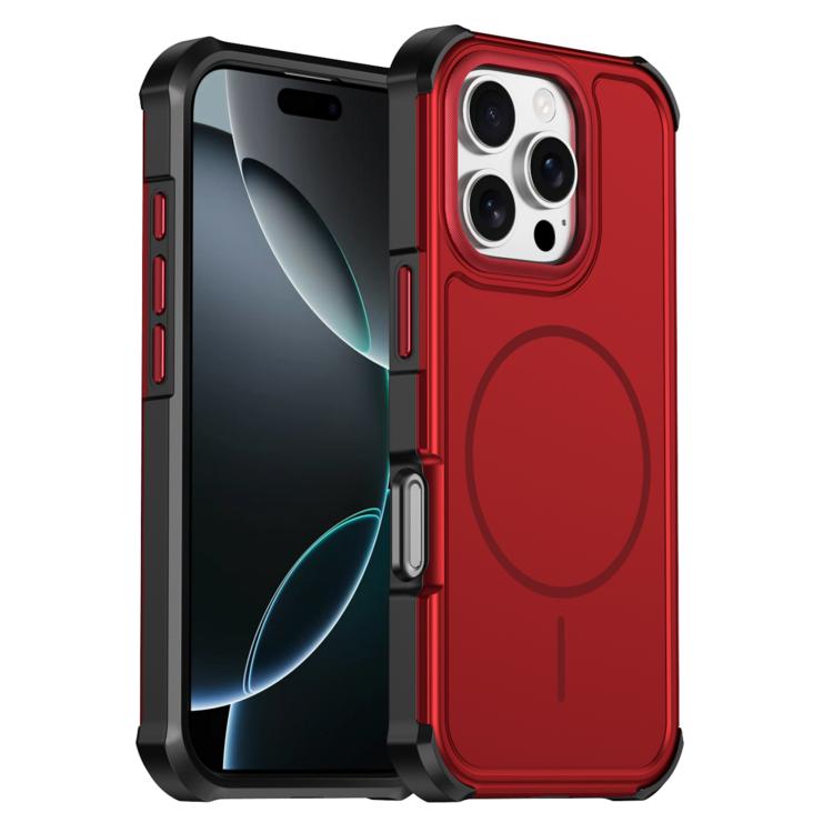

For iPhone 16 Pro Max Solid Color 2 in 1 Magnetic Airbag Shockproof Phone Case(Red)