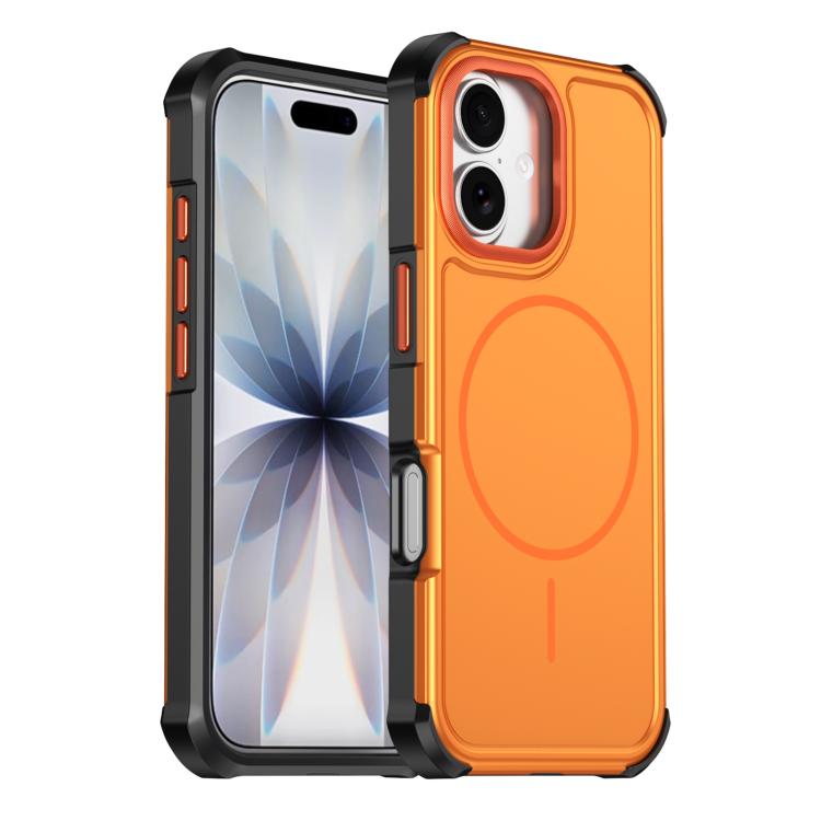 For iPhone 17 Solid Color 2 in 1 Magnetic Airbag Shockproof Phone Case(Orange)