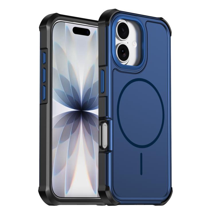 

For iPhone 17 Solid Color 2 in 1 Magnetic Airbag Shockproof Phone Case(Blue)