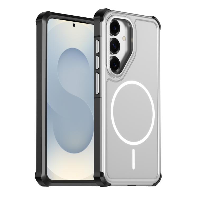 For Samsung Galaxy S25 5G Solid Color 2 in 1 Magnetic Airbag Shockproof Phone Case(Silver)