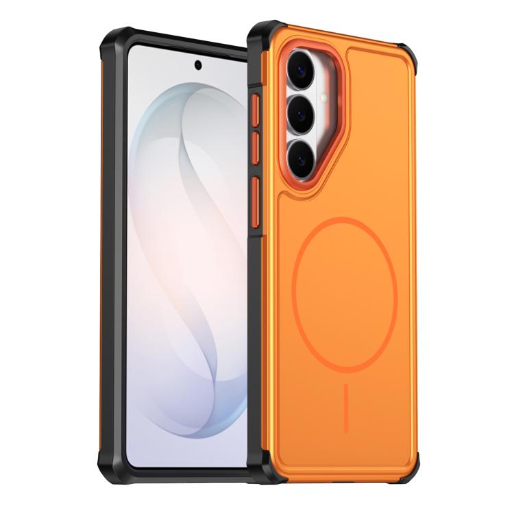 For Samsung Galaxy S26+ 5G Solid Color 2 in 1 Magnetic Airbag Shockproof Phone Case(Orange)