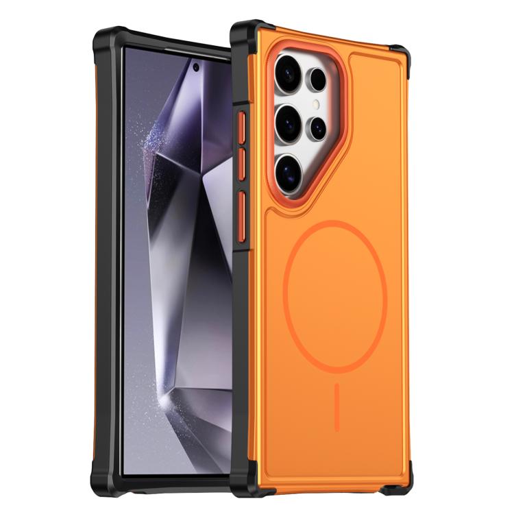For Samsung Galaxy S24 Ultra 5G Solid Color 2 in 1 Magnetic Airbag Shockproof Phone Case(Orange)