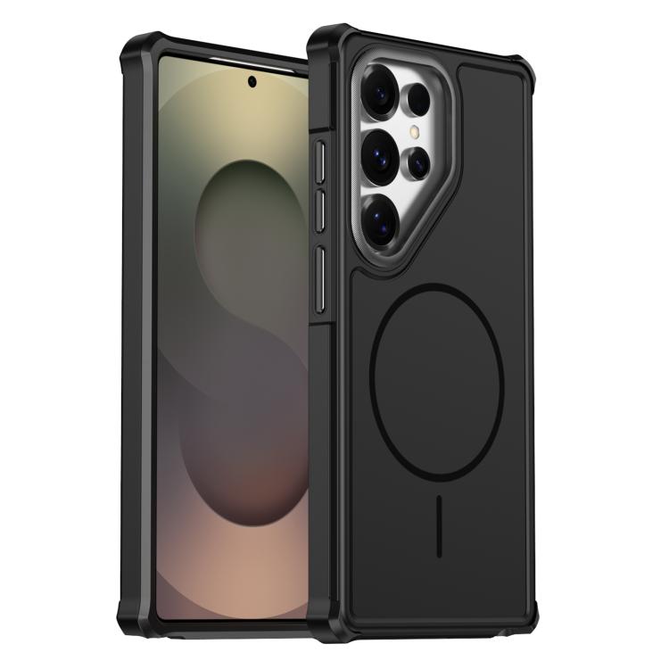 For Samsung Galaxy S25 Ultra 5G Solid Color 2 in 1 Magnetic Airbag Shockproof Phone Case(Black)