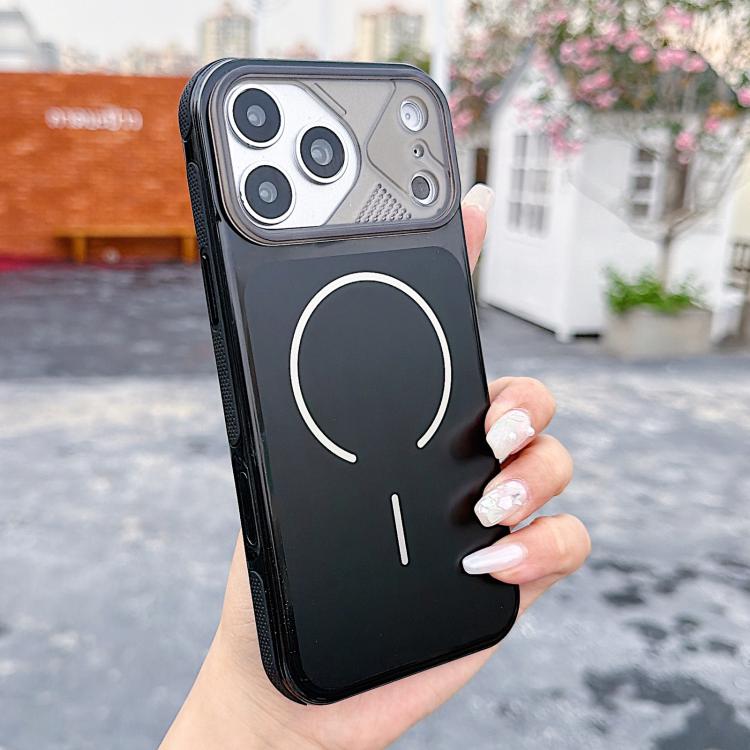 

For iPhone 17 Pro Mecha Style Change to 17 Magnetic Phone Case(Black)