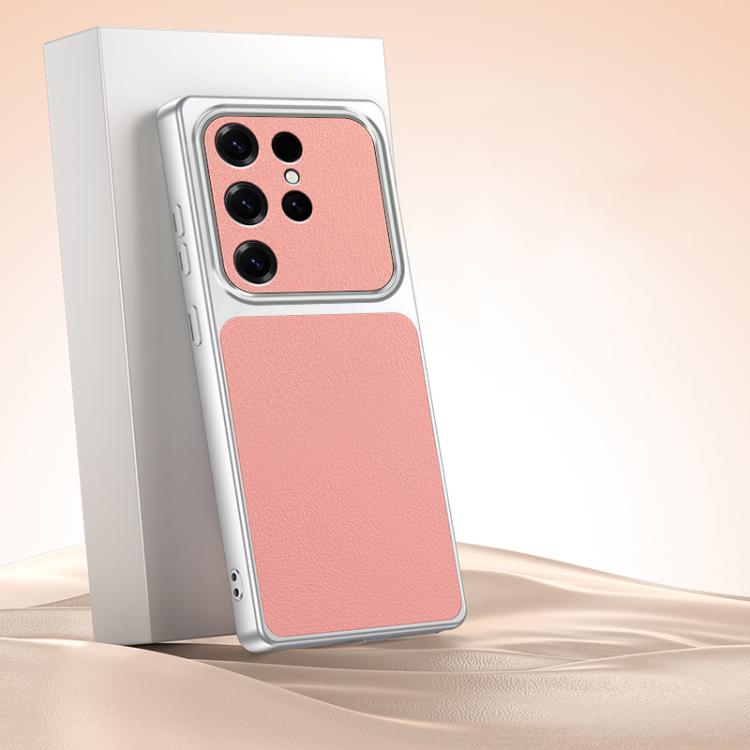 For Samsung Galaxy S25 Ultra 5G Lambskin Series Skin Feel Shockproof Phone Case(Pink)