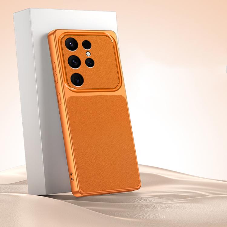 For Galaxy S23 Ultra 5G Lambskin Series Skin Feel Shockproof Phone Case(Orange)