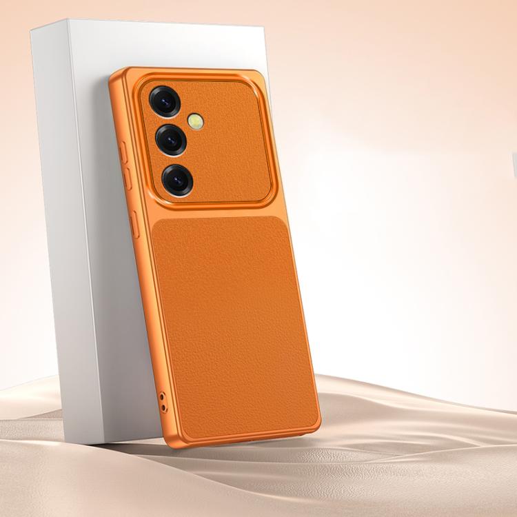 For Galaxy S25 FE 5G Lambskin Series Skin Feel Shockproof Phone Case(Orange)