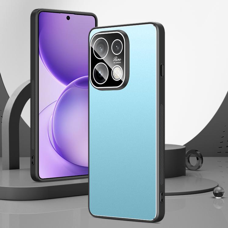 For OPPO Reno16 5G Global Golden Shield Metal Frosted Lens Film Phone Case(Blue)