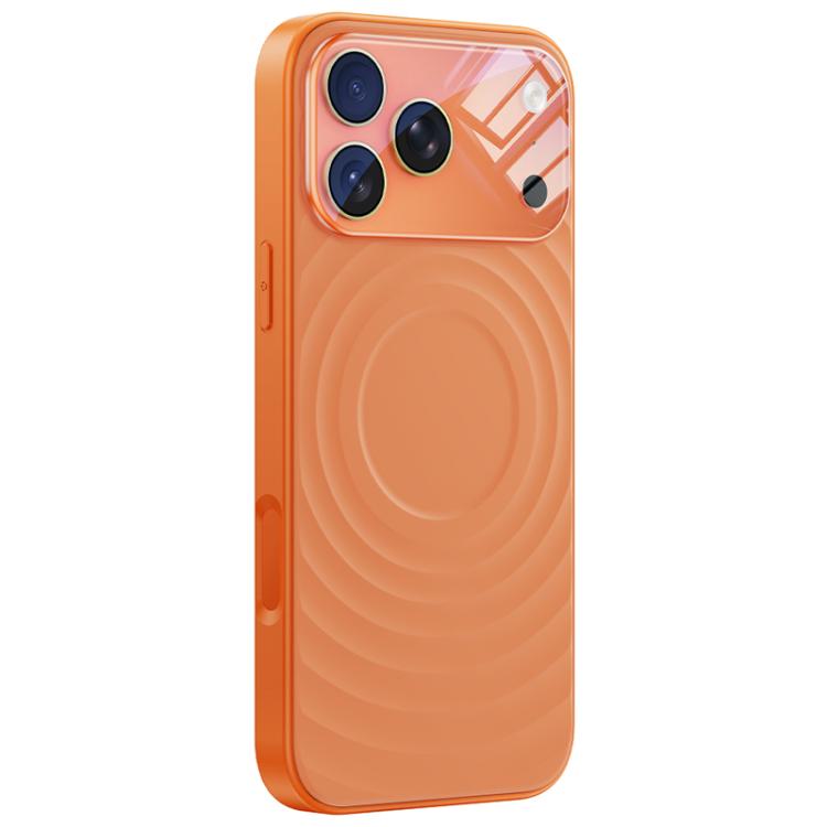 

For iPhone 17 Pro Max Ripple Texture Large Windows Liquid Silicone Phone Case(Orange)