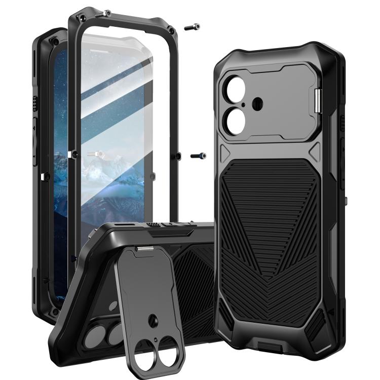

For iPhone 17 Metal Armor Construction IP65 Waterproof Magnetic Phone Case(Black)