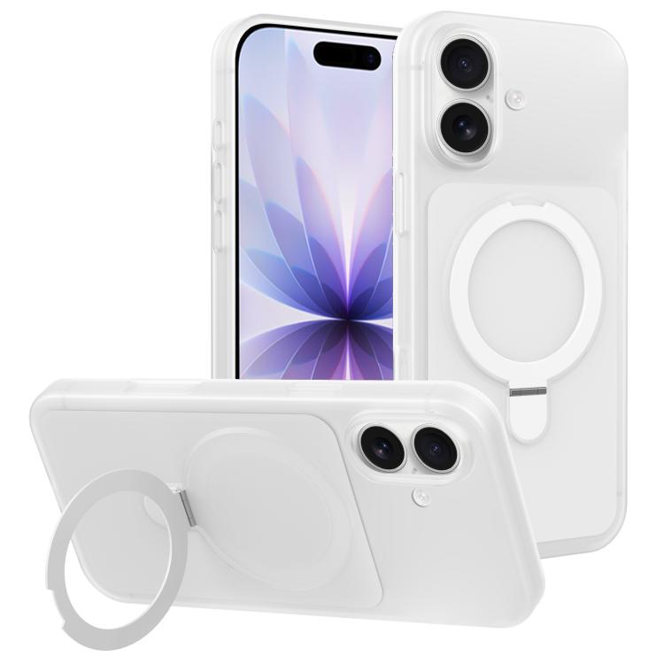 

For iPhone 17 Ice Cream Skin Feel Magnetic Pivot Holder Phone Case(White)