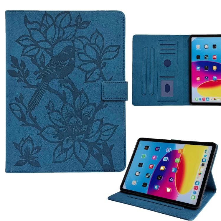 For iPad Pro 13 2025 / 2024 Magpie Embossed Vegan Leather Smart Tablet Case(Peacock Blue)