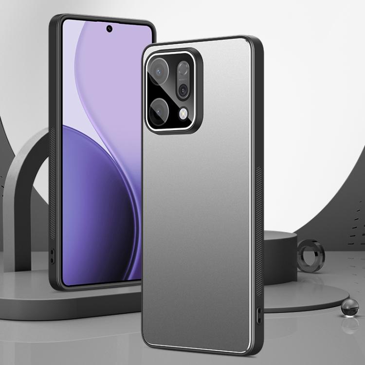 For OPPO Reno14 Golden Shield Metal Frosted Lens Film Phone Case(Silver Grey)