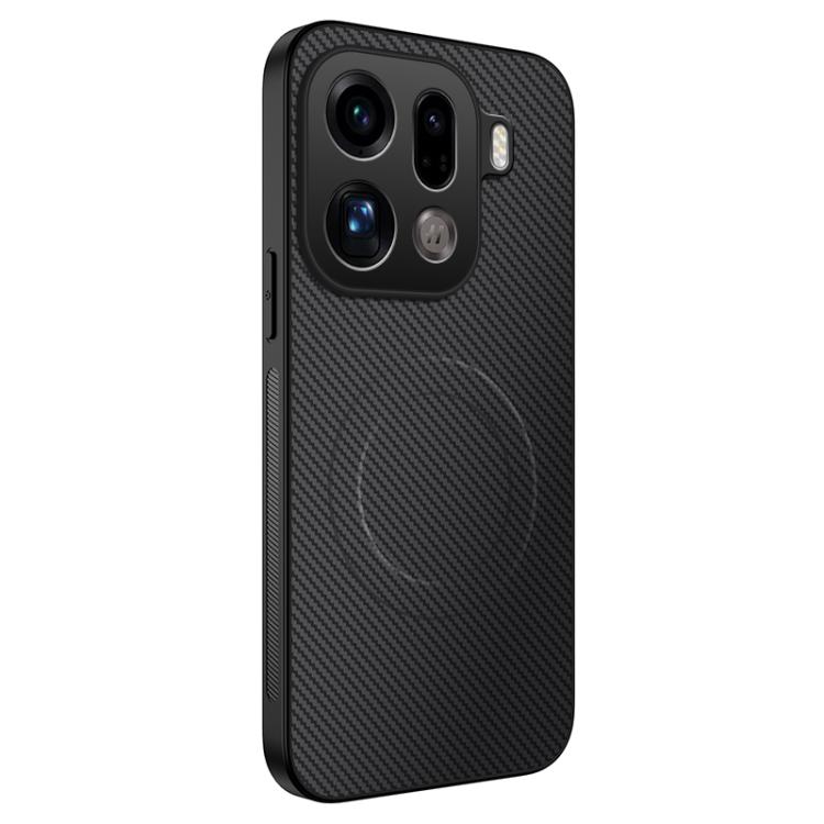 For OPPO Find X9 Pro 5G WANLONFENG TQ Series Magnetic Carbon Fiber Texture PC Hybrid TPU Phone Case(Black)