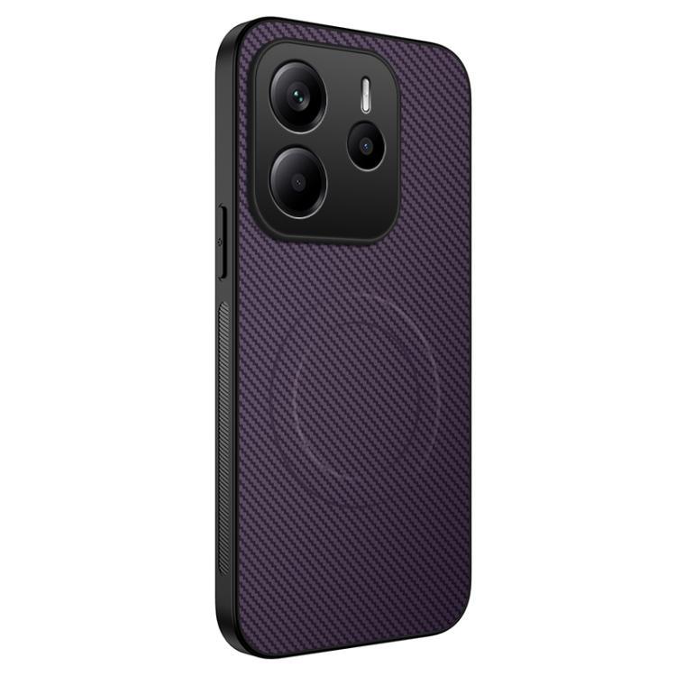 

For Redmi Note 14 4G 163.25mm WANLONFENG TQ Series Magnetic Carbon Fiber Texture PC Hybrid TPU Phone Case(Purple)