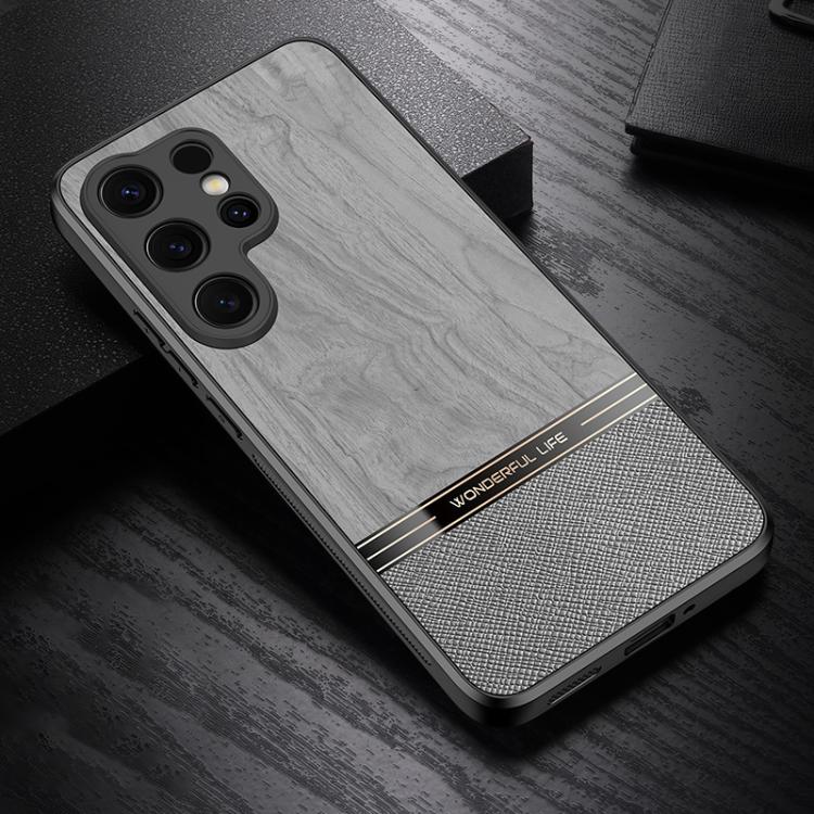 For Samsung Galaxy S26 Ultra 5G Bionic Tree Texture Full Coverage Phone Case(Grey)