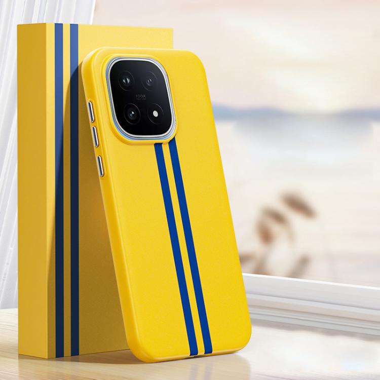 

For vivo iQOO 15 Boundless Rock Sand Starting Line Series Contrast Color Magnetic Phone Case(Yellow)