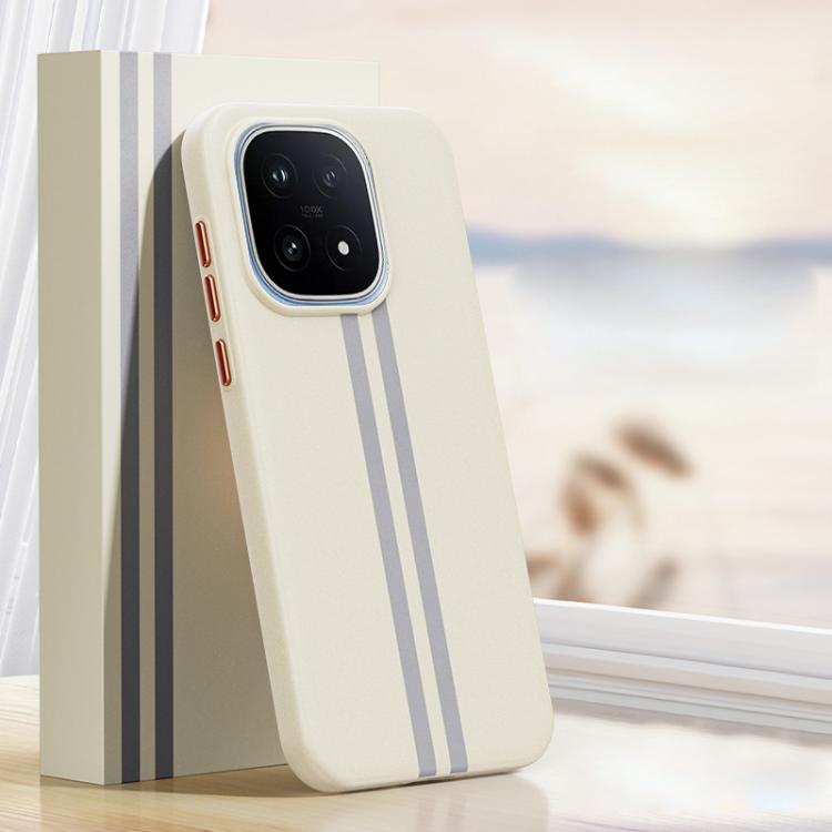 

For vivo iQOO 15 Boundless Rock Sand Starting Line Series Contrast Color Magnetic Phone Case(Beige)